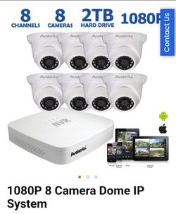 8 channel 8 camera surveillance system comes with enough memory to keep 6 months of full HD video also comes with 32" flat screen monitor plug and pla