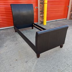 Black Leather Bed Frame Twin Size