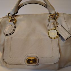 Coach Pearl Leather Campbell Turnlock Satchel