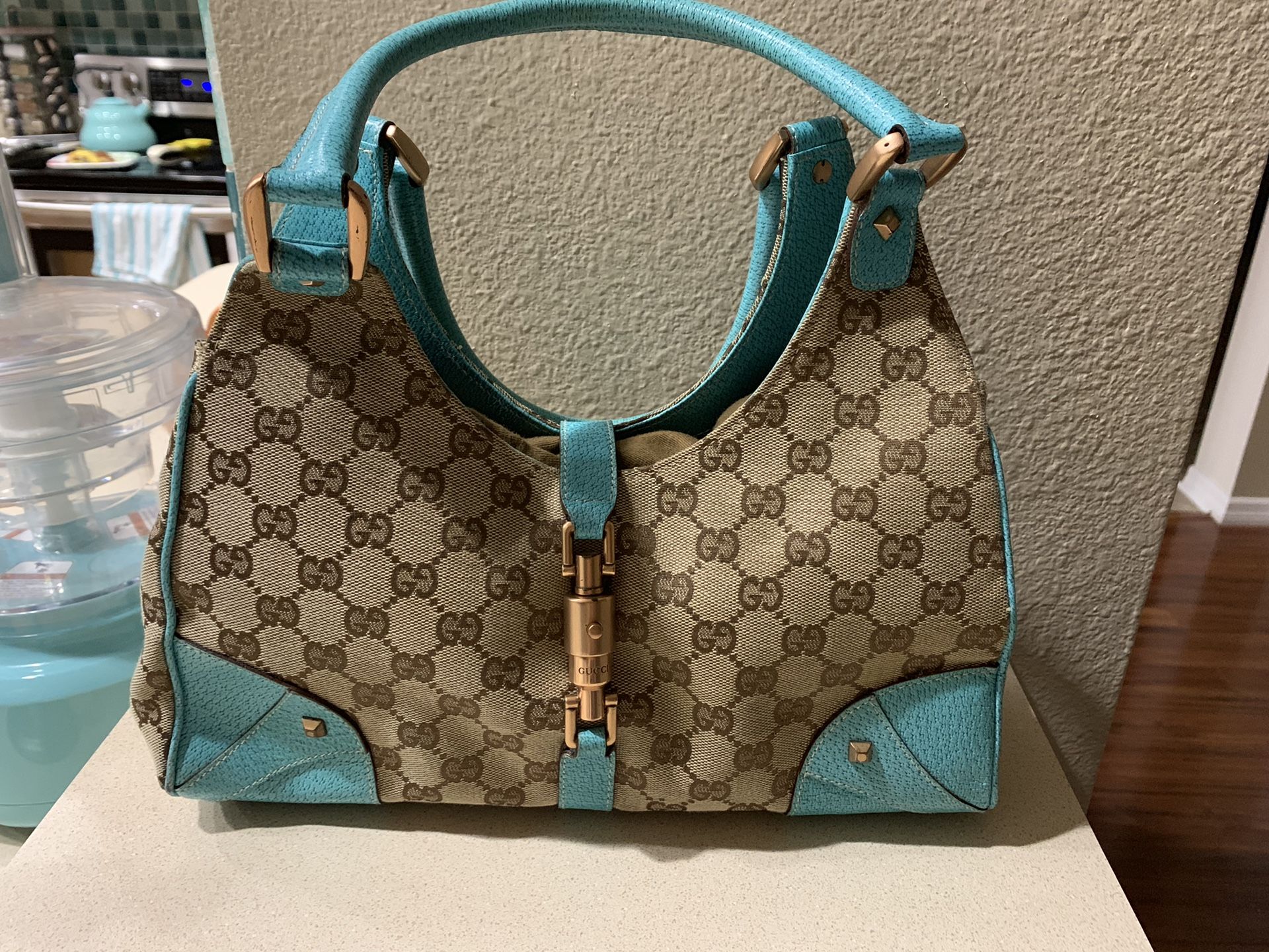 Authentic Vintage Gucci GG Teal Purse