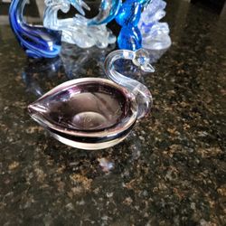 Vintage Glass Swan Soap Dish