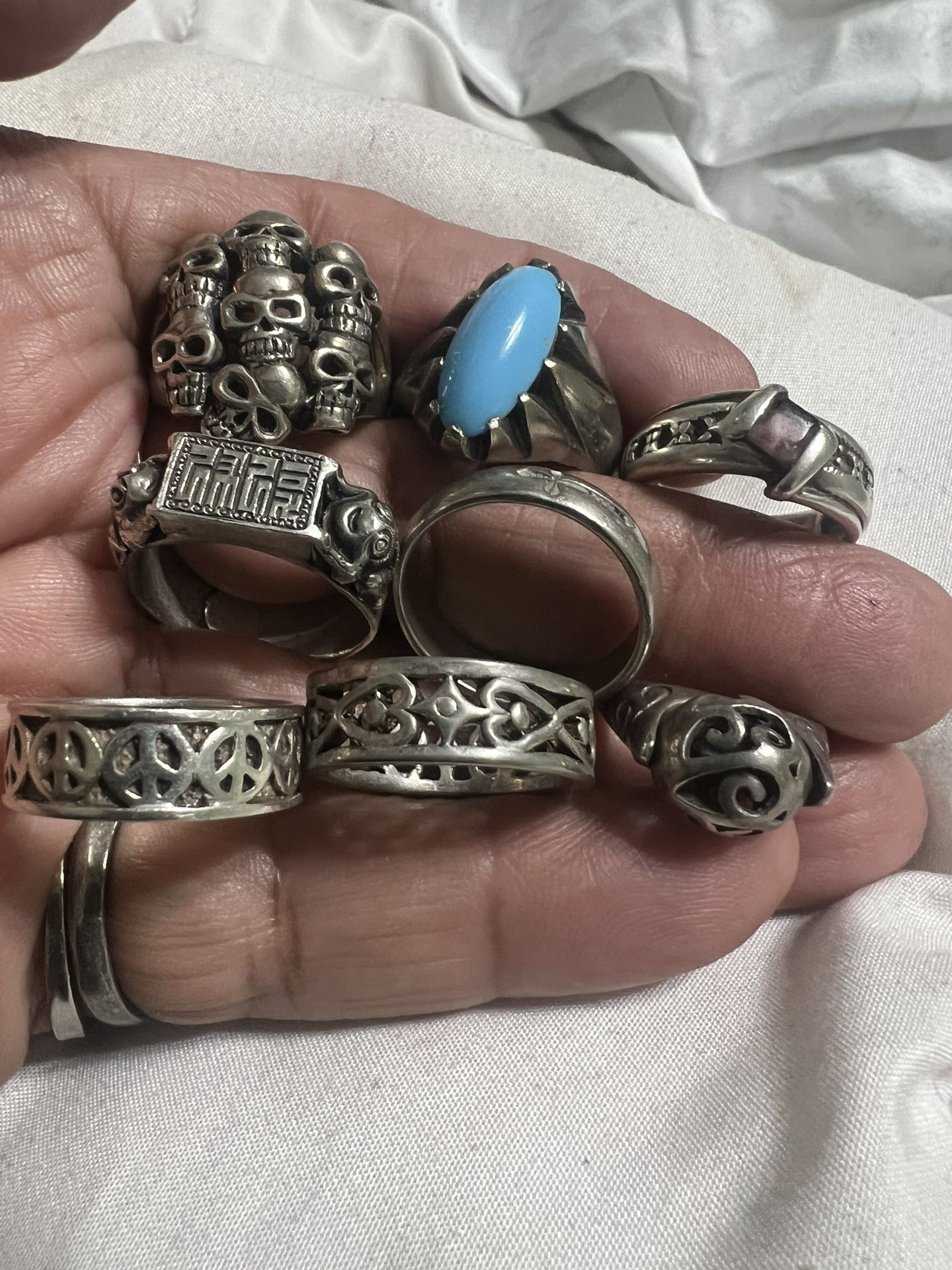8 Vintage Sterling Rings 