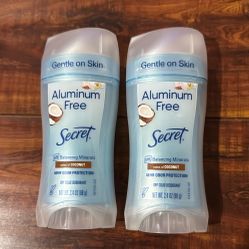 Secret ALUMINUM FREE pH Balancing Minerals; 48 Hr Odor Protection Dry Solid Deodorant: Notes Of Coconut Scent 2.4 oz Each (2 For $10)