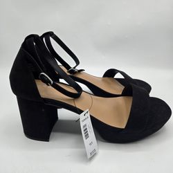 Torrid Black Platform Block Heel Ankle Strap Buckle Open Toe Women's Size 10.5WW