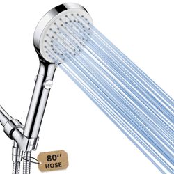 FASDUNT Handheld Shower Head With Long Hose - Premium Chrome