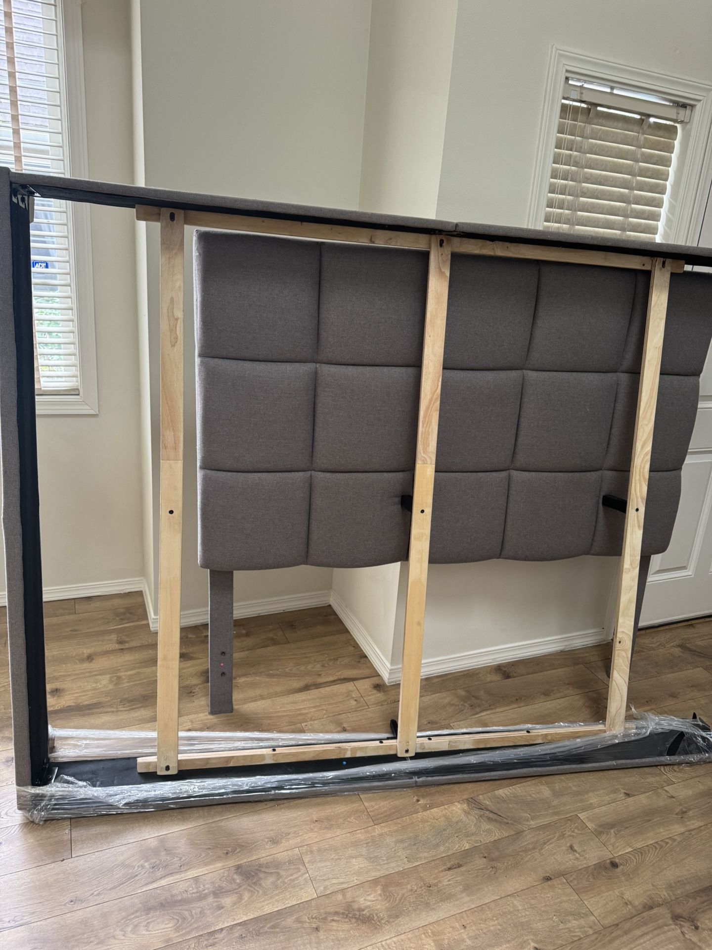Queen Gray Color Bed Frame/ Headboard