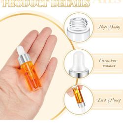 Glass Oil Dropper Bottle 5ml Clear Silver 25 Pcs, with dispenser Mini, Bulk, Essential, Small, Empty Bottles, Sample Containers, Perfume Liquid Vials,