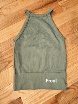 Olive Green Ribbed Halter Top
