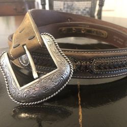 Cavender's Men's Brown Leather Lacing and Conchos Western Belt Size 36