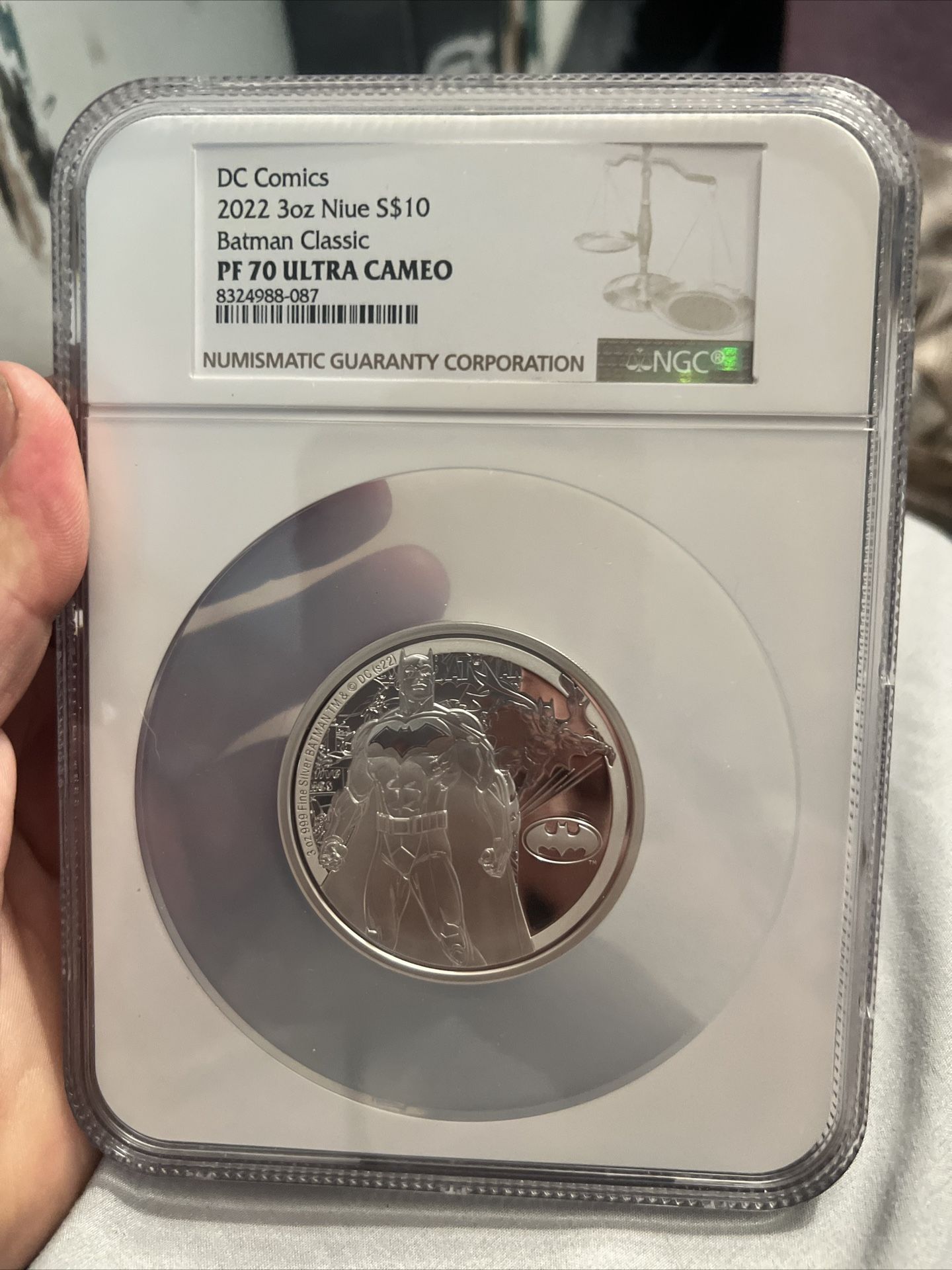 DC Comics 2022 3oz .999 Fine Silver Niue $10 Batman Classic PF70 Ultra Cameo NGC