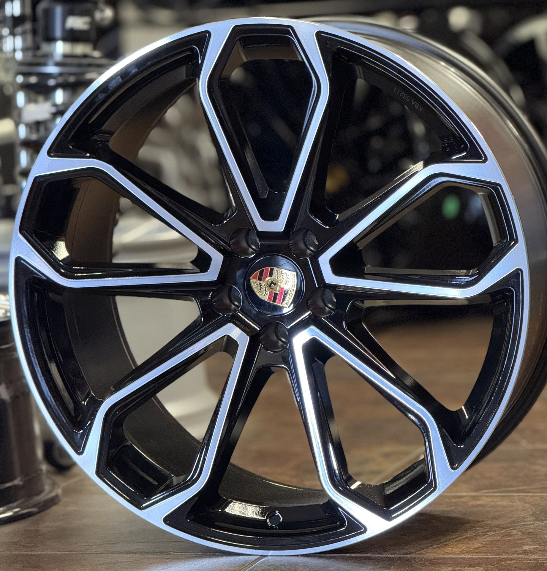 21'' inch Rims fit Porsche Macan Mesh Gloss Black Machine Staggered Tires Wheels