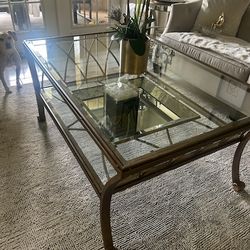 Large Coffe Table-Matte Gold and Glass