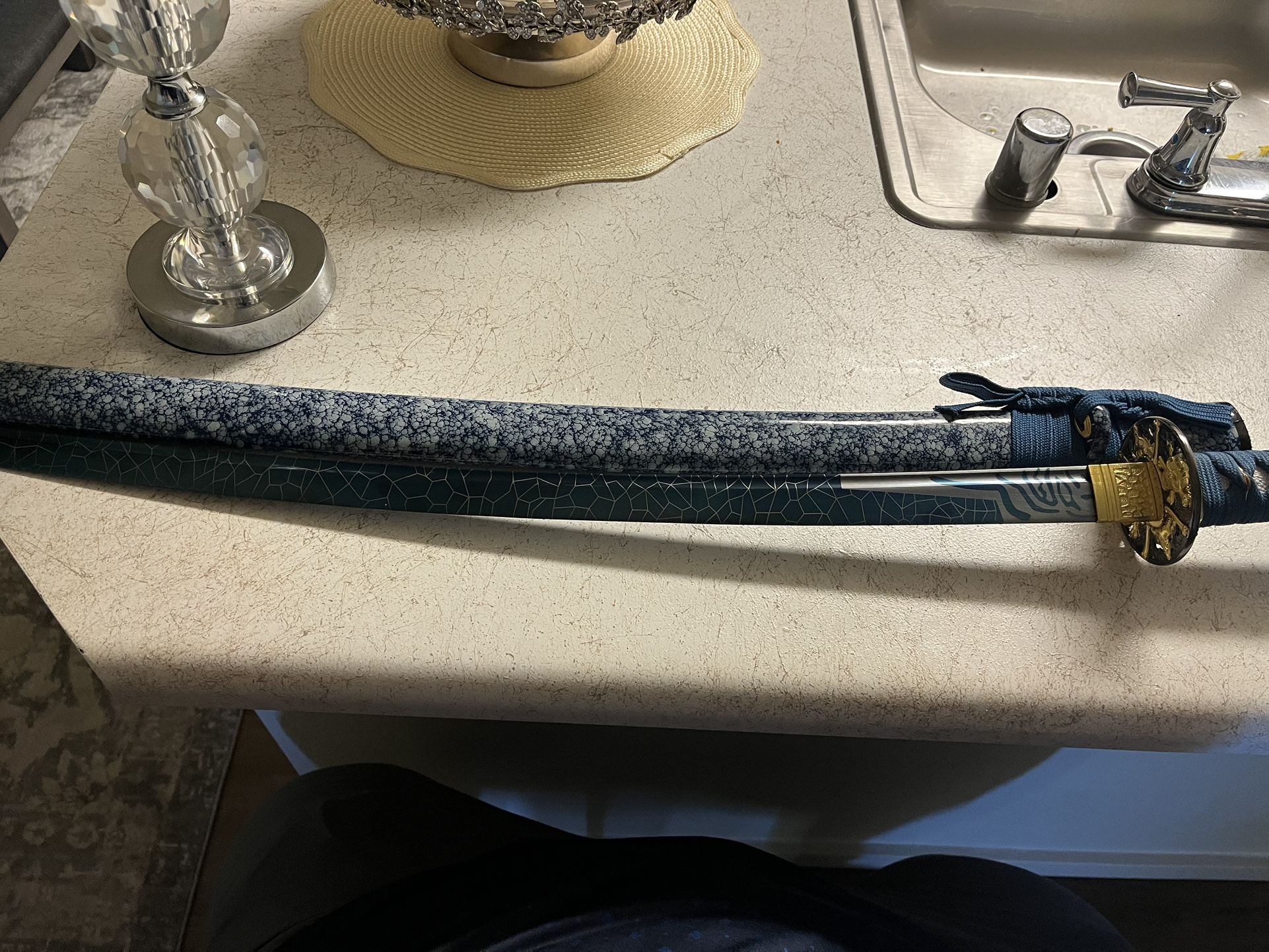 Katana Sword- Blue- High Carbon Damascus Steel