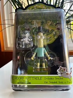 New Rick and Morty, Mr. poopy butt hole character, sealed in package Comic Con Funko figure with snowball