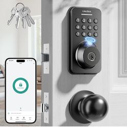 Fingerprint Keypad Deadbolt with Handle Set, Keyless Entry Door Lock, Door Locks for Front Door Lock Set, App Control, Auto Locking, Easy to Install, 