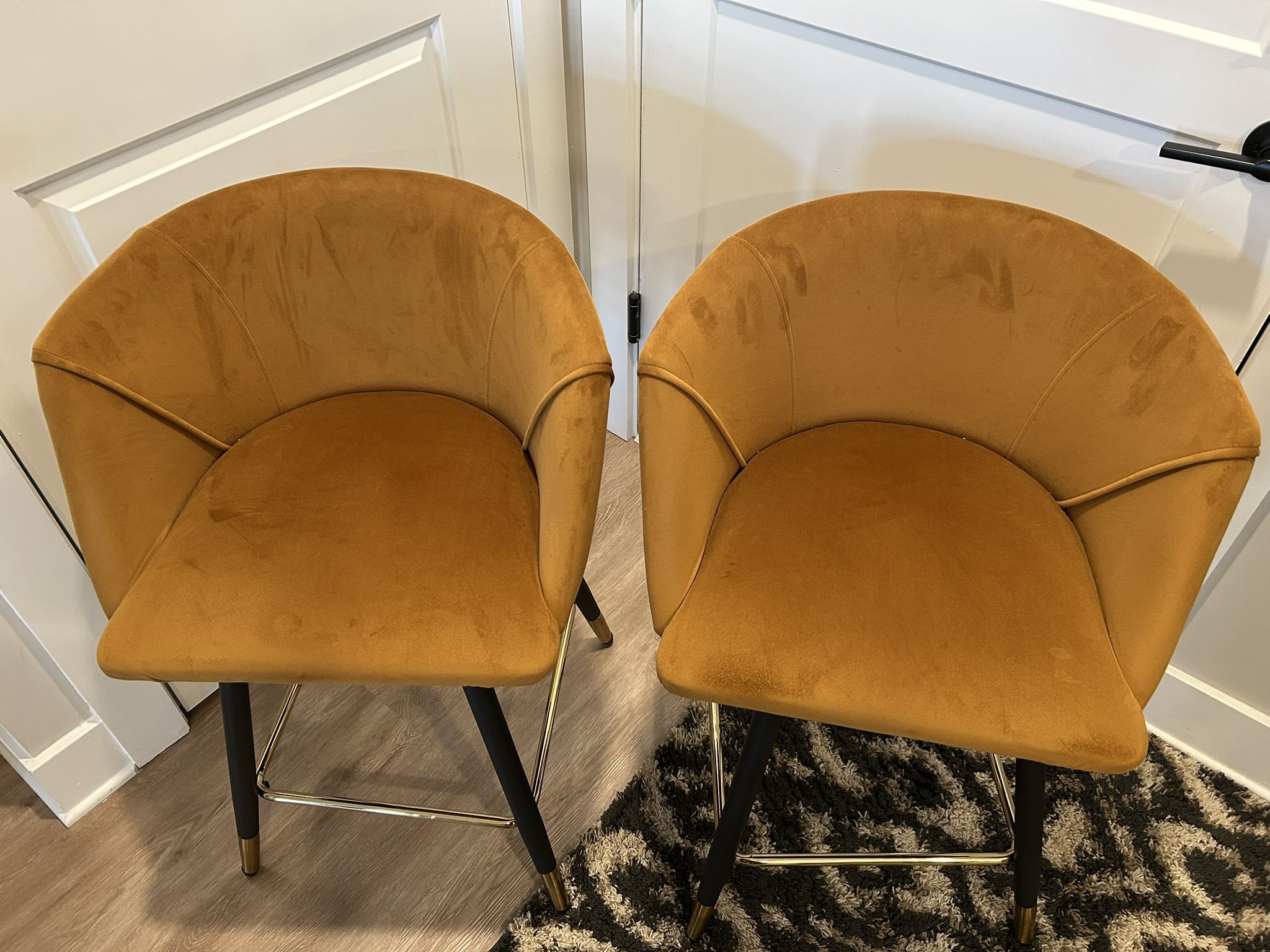 High Back Swivel Bar Stools: Burnt Orange
