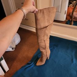 Suede Tan Thigh High Boots
