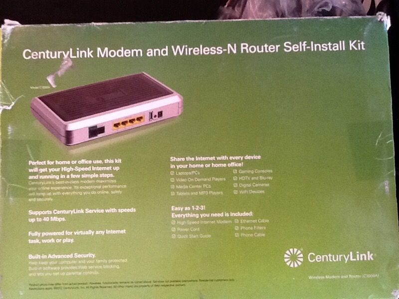 Century links modem & wireless router