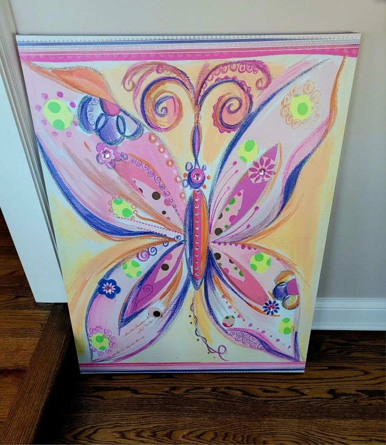 Girls Butterfly Canvis Print