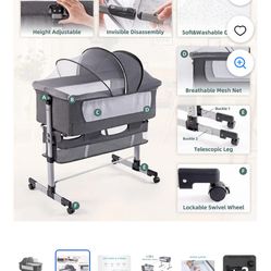 Baby Bassinet for Newborns, Grey 