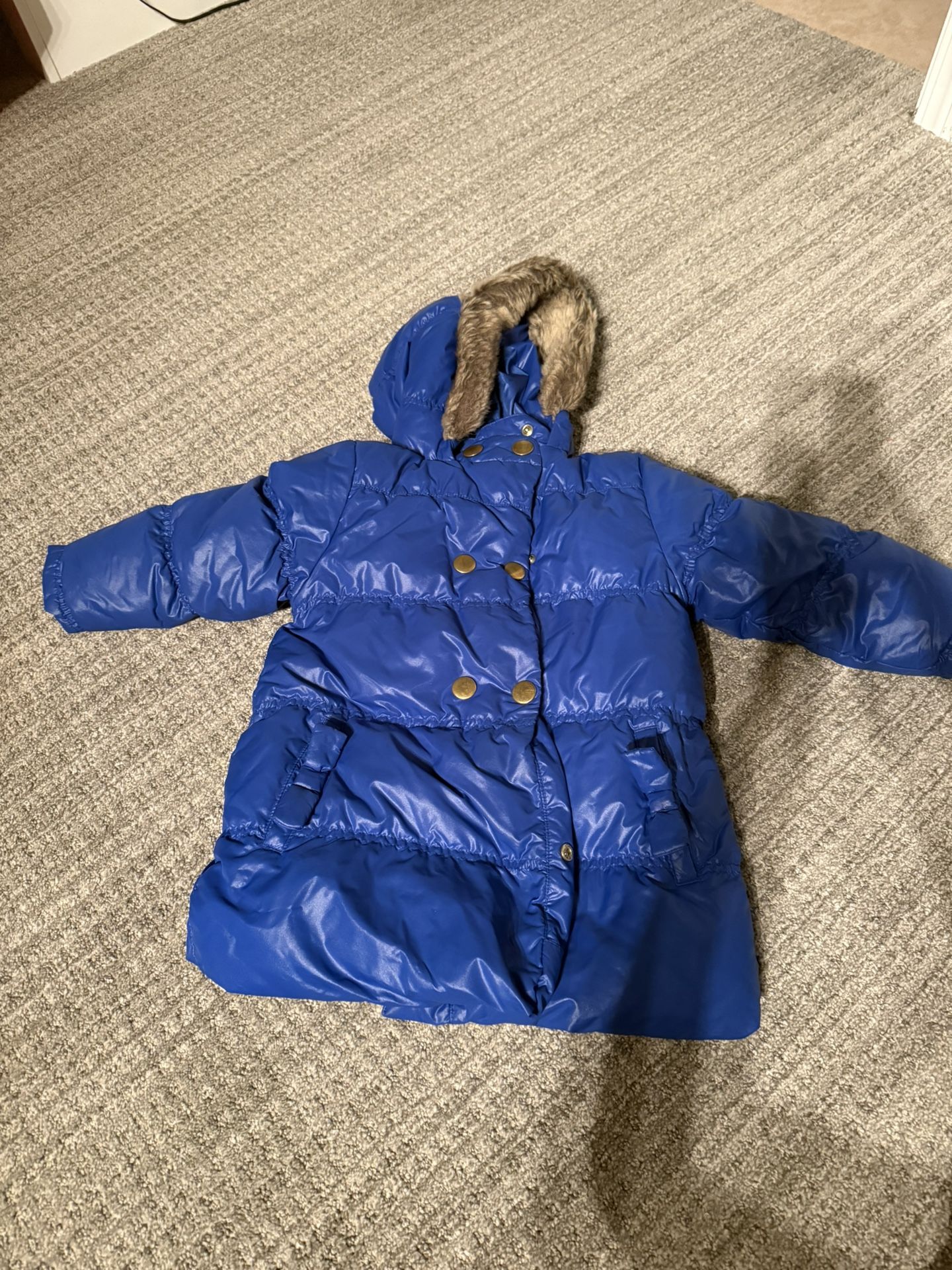 HANNA ANDERSSON GORGEOUS BLUE DOWN HOODED PARKA WINTER COAT GIRLS 100 Cm 4T