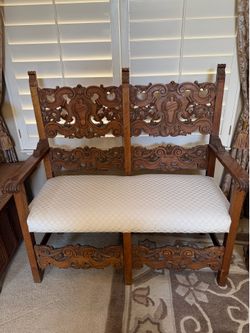 Carved Wood Bench
