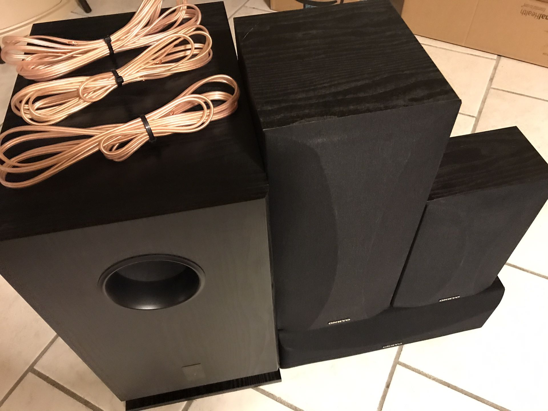 Onkyo Speakers & Subwoofer w/ speaker wire