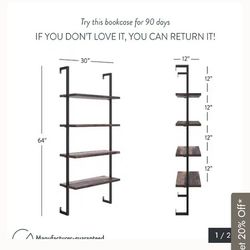 Nathan james 4 Tier Floating Bookshelf Shelves