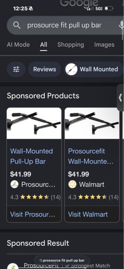 Wall mounted pull up bar