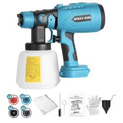 Paint Sprayer Compatible with Makita 18V Li-ion Battery, 200W HVLP Spray Paint Gun Tool,Copper Nozzle, Easy to Clean, for Furniture, Fence, Walls, Cei