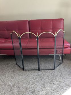 4-Panel Fire Screen Spark Guard w/ Brass mesh