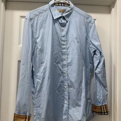 Burberry Long Sleeve Dress Shirt Slim L Men Light Blue