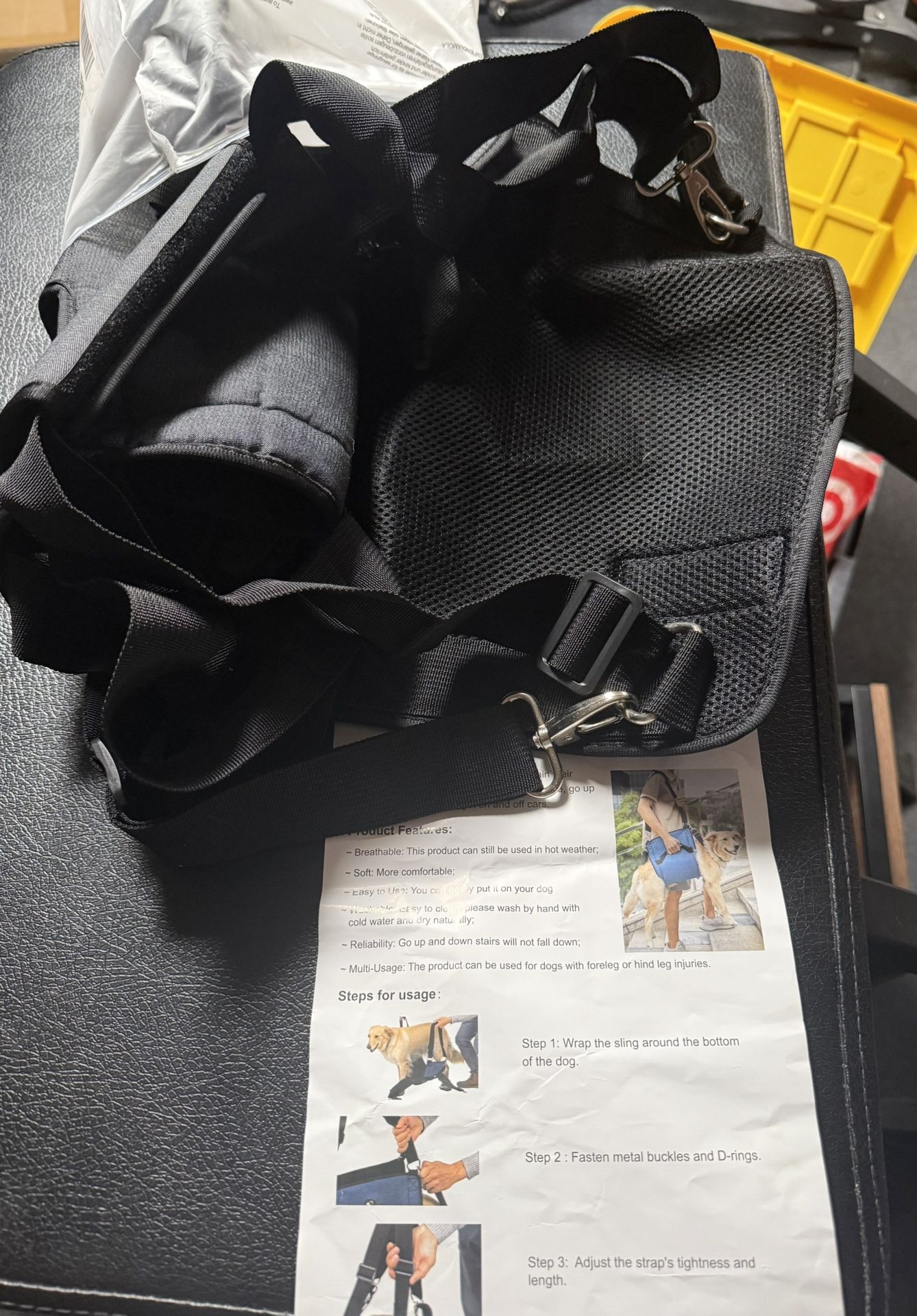 COODEO XL Dog Carry Sling / Lift Harness – Black
