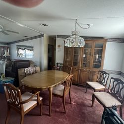 Pecan table and 6  chairs