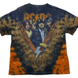 Vintage AC/DC "Highway to Hell" Graphic T-Shirt Mens Large Tie Dye Flames