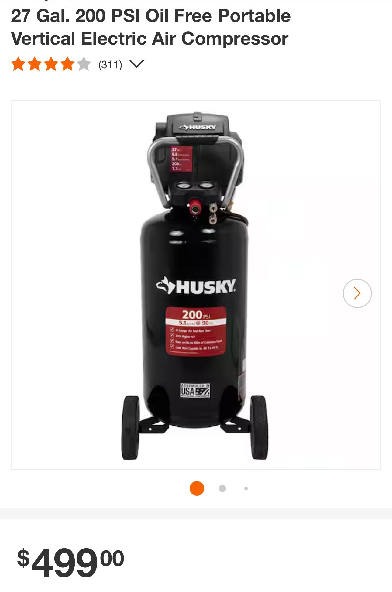 Husky Air Compressor 27 Gal
