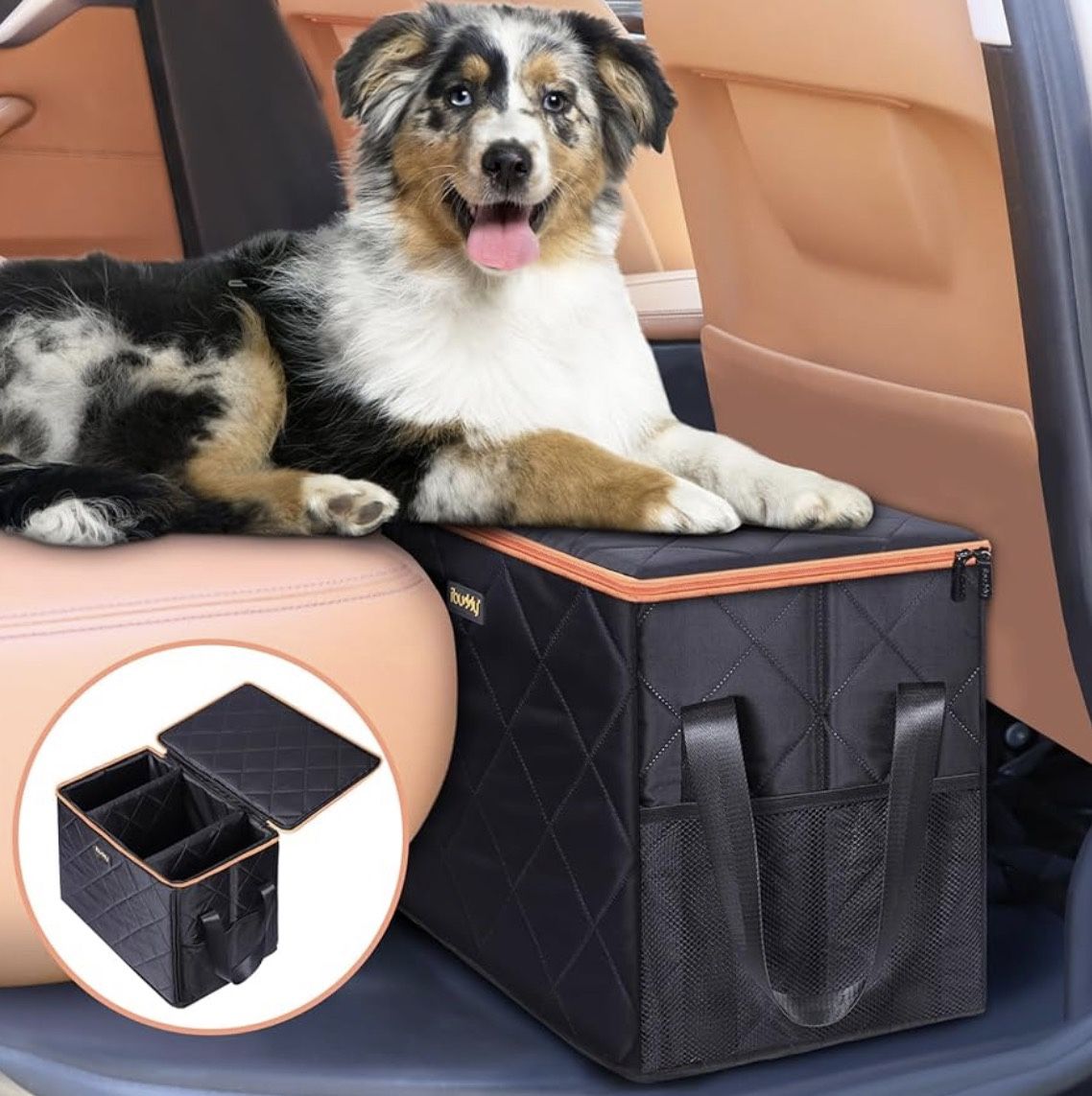 Car Seat Extender With Storage for Large Dogs