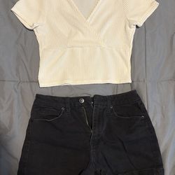 2 jean shorts 1 jean pant size 7 and 3 white shirts