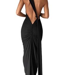 Women Sexy Backless Bodycon Sleeveless Open Back Maxi Dress for Going Out, Elegant Party Cocktail