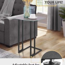 Side Table Waterproof Tabletop, Round End Table with Detachable Wheels, Rectangle TV Trays Lamp Table Metal Frame Accent Table for Couch Sofa Living R