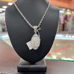 Small football pendants with rope chain