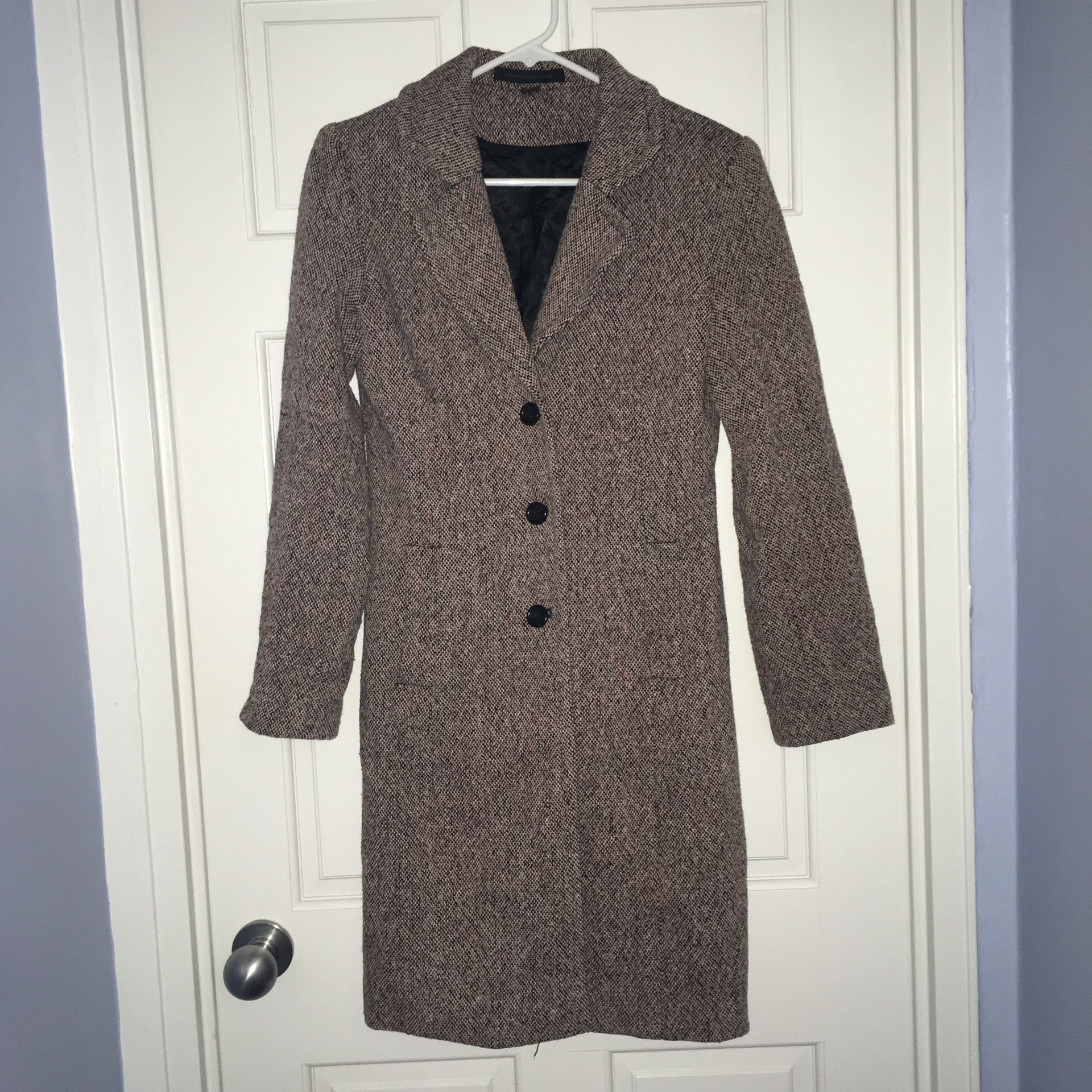 Express black/pink tweed wool coat, size XS