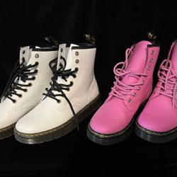 Dr. Marten Zavala Boots 2 Pairs White & Hot Pink US W7/UK 5/EU 38