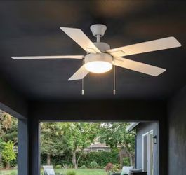 Hampton Bay 52 in. Corwin Indoor/Outdoor Matte White LED Ceiling Fan with Light Kit