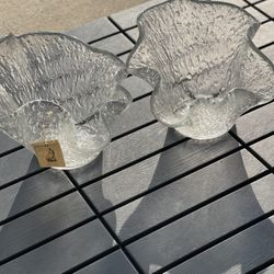 Murano Art Glass Handkerchief Vessel Mid Century Modern Made in Italy set of 2