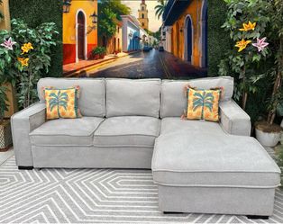 Gray Sectional Sleeper Couch w/ Storage Chaise