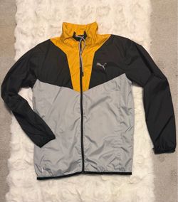 Puma Windbreaker Jacket Black Yellow Gray