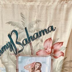 Vintage Tommy Bahama Hula Girl Silk Camp Shirt Size Medium Embroidered Hibiscus