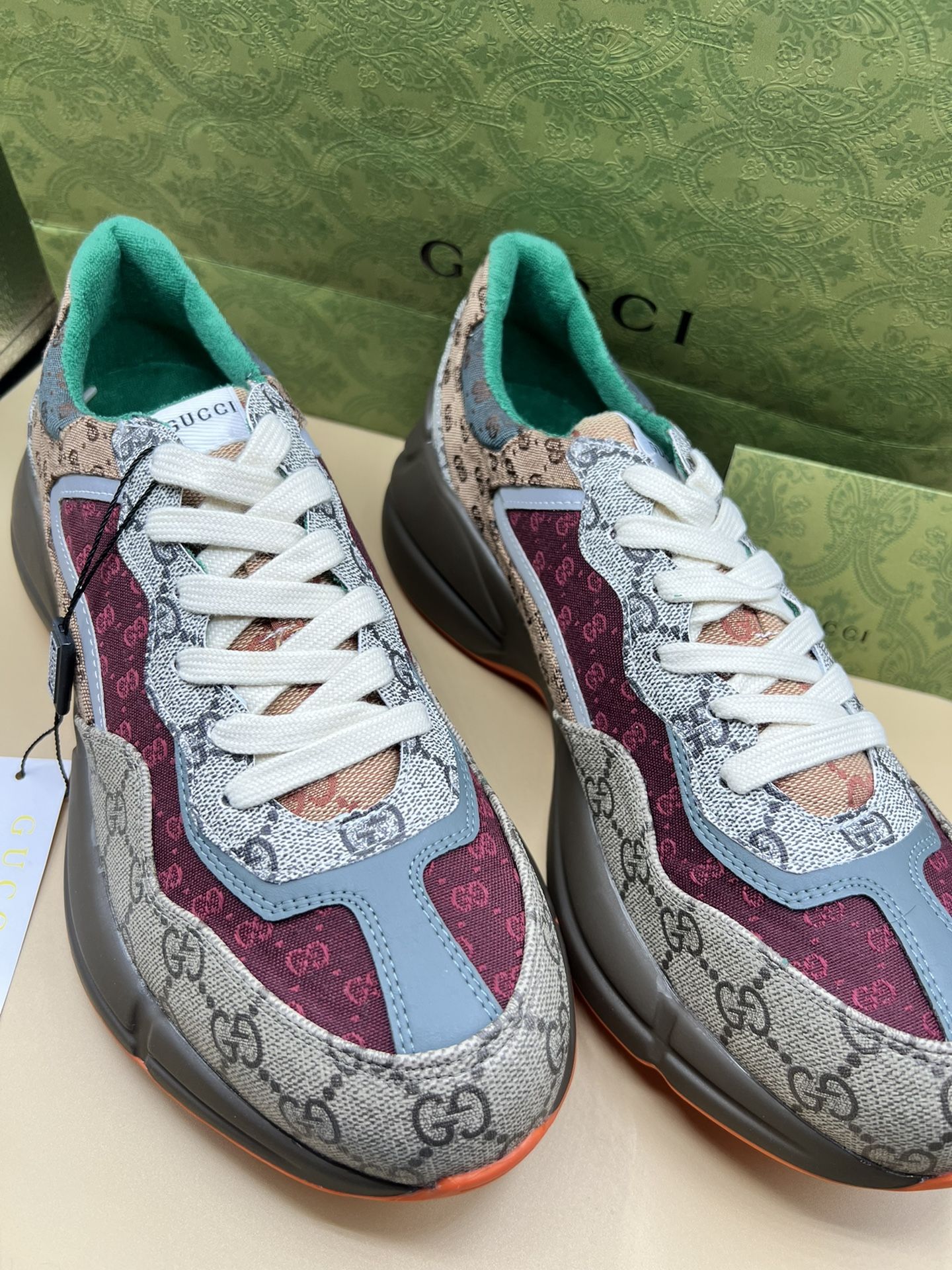 Green Pink Pink Gucci Sneakers Mens Gucci Rhyton Sneakers Men