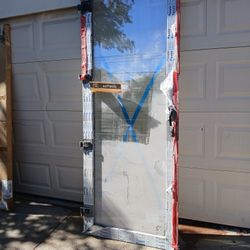 Dako exterior aluminum door 36x96 black outside white inside entry full view house building business